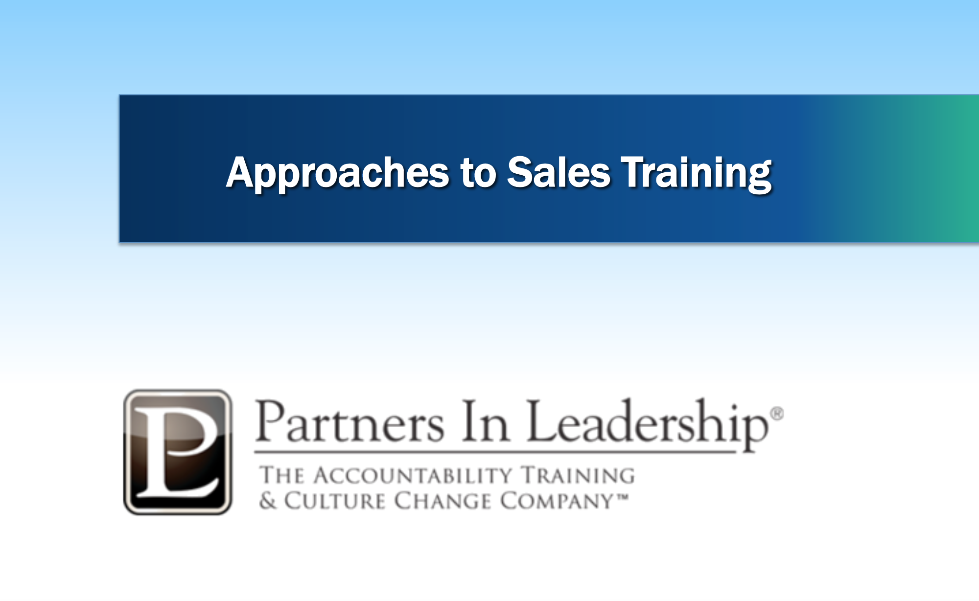 Approaches to Sales Training